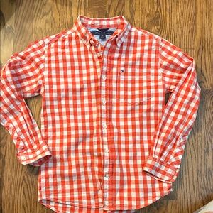 Tommy Hilfiger Kids Red and White Checkered Plaid Shirt Size Medium 12/14.